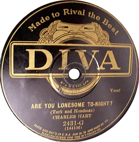 Are You Lonesome Tonight Diva 2431-G Charles Hart record label