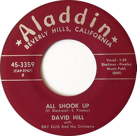 All Shook Up 45 rpm, Aladdin 45-3359, David Hill: original record label