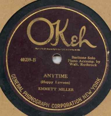 Anytime, OKeh 40239, Emmett Miller: original record label