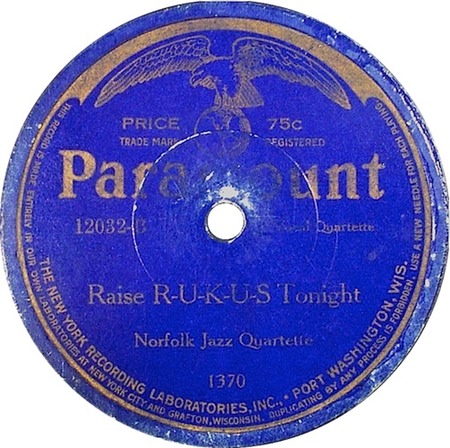 Come Along; as Raise R-U-K-U-S Tonight; Norfolk Jazz Quartette; Paramount 12032 1370