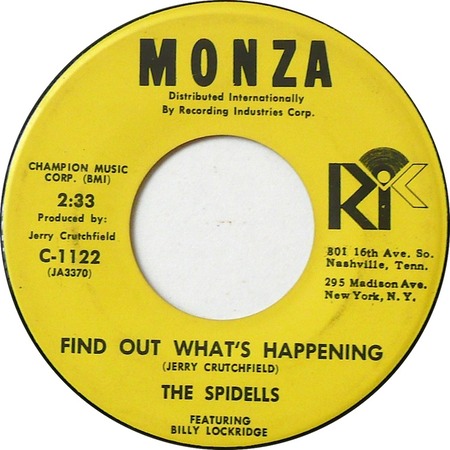 Find Out What's Happening, Monza C-1122, The Spidells: original record label