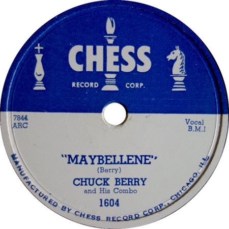 Maybellene 78 rpm, Chuck Berry and His Combo, Chess 1604; original recording label