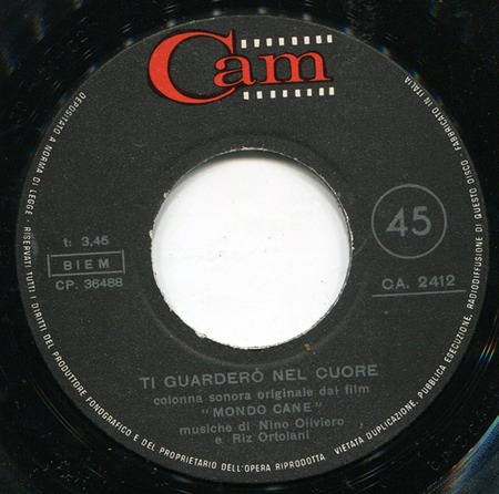More (as Ti Guarderó Nel Cuore), Nino Oliviero, Cam CA 2412: original recording label