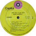 Snowbird (on LP This Way is My Way), Anne Murray, ST-6330: original recording label