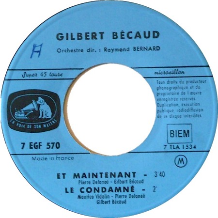 What Now My Love (as Et Maintenant), Gilbert Bécaud, La Voix De Son Maître 7 EGF 570: original recording label