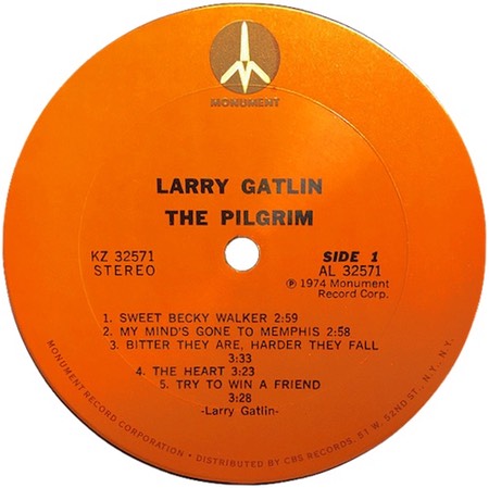 Bitter They Are, Harder They Fall; Larry Gatlin; Monument KZ 32571; original recording label