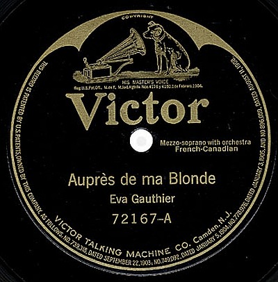I Love Only One Girl (Auprès de ma Blonde), Victor 72167, Eva Gauthier: original record label