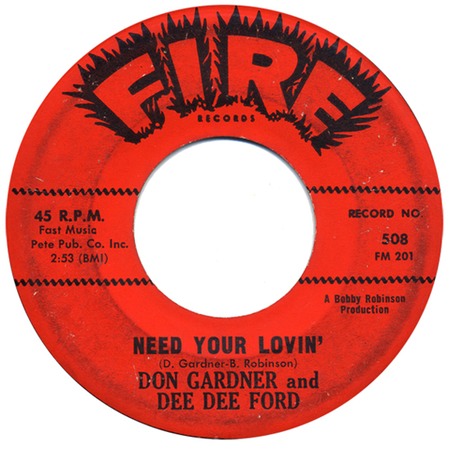 I Need Your Loving, Don Gardner and Dee Dee Ford, Fire 508: original record label