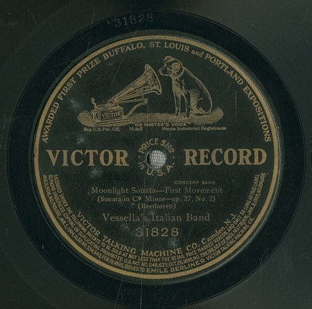 Moonlight Sonata, Vessella’s Italian Band, Victor Record 31828: original recording label