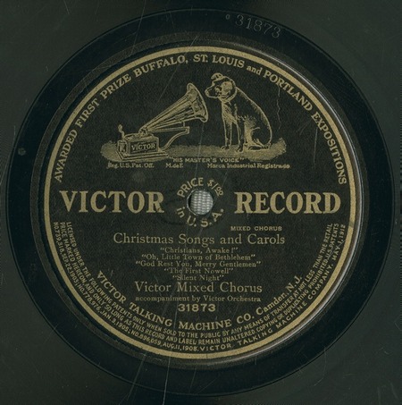 Oh Little Town Of Bethlehem (as part of Christmas Songs and Carols), Victor Mixed Chorus, Victor Record 31873: original recording label
