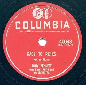 Rags To Riches 78 rpm, Tony Bennett, Columbia 40048: original recording label