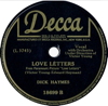Original Recording Label of Love Letters by Dick Haymes