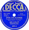 Original Recording Label of Over The Rainbow by Judy Garland With Victor Young And His Orchestra