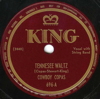 Original Recording Label of Tennessee Waltz by Cowboy Copas