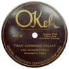 Original Recording Label of Walk That Lonesome Valley by The Jenkins Family