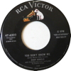Original Recording Label of You Don't Know Me by Eddy Arnold